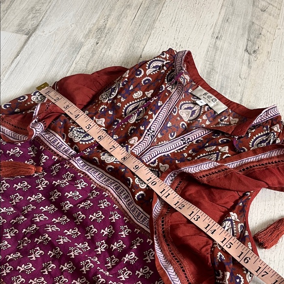 Sea New York Rust and Purple Patterned Fluttered Sleeve Top - Picture 7 of 8